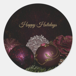Adesivo Christmas Party Pink Ornament Green Leaves Black
