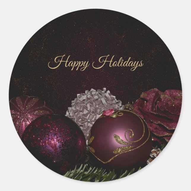 Adesivo Christmas Party Pink Ornament Green Leaves Black (Frente)