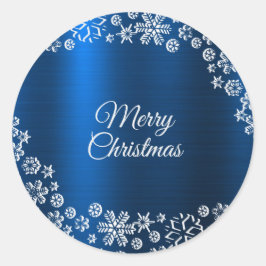 Adesivo Christmas Party White Snowflakes Nave Blue