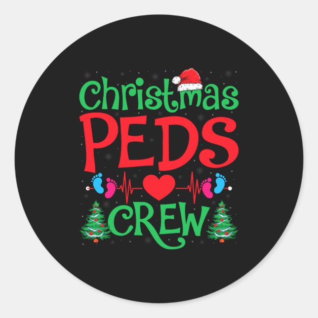 Adesivo Christmas Peds Crew Santa Hat Xmas Tree Pediatric  (Frente)