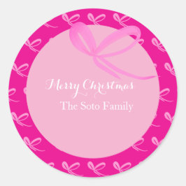 Adesivo Christmas Pink Muted Bright Bows Hand Drawn