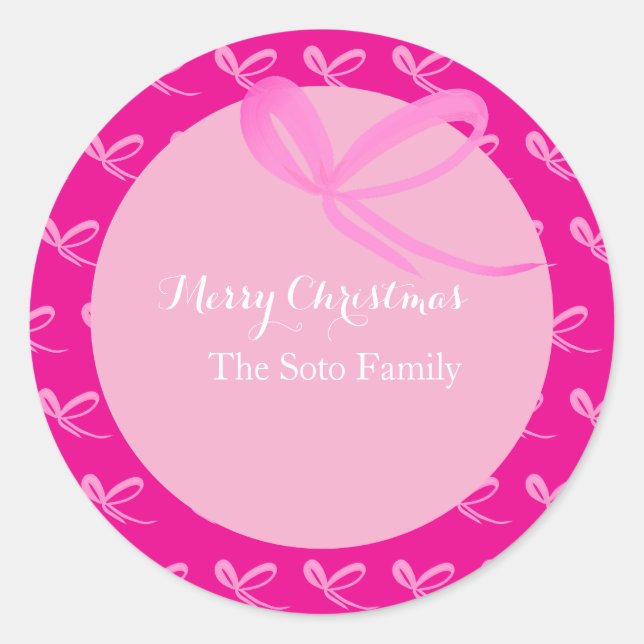 Adesivo Christmas Pink Muted Bright Bows Hand Drawn (Frente)