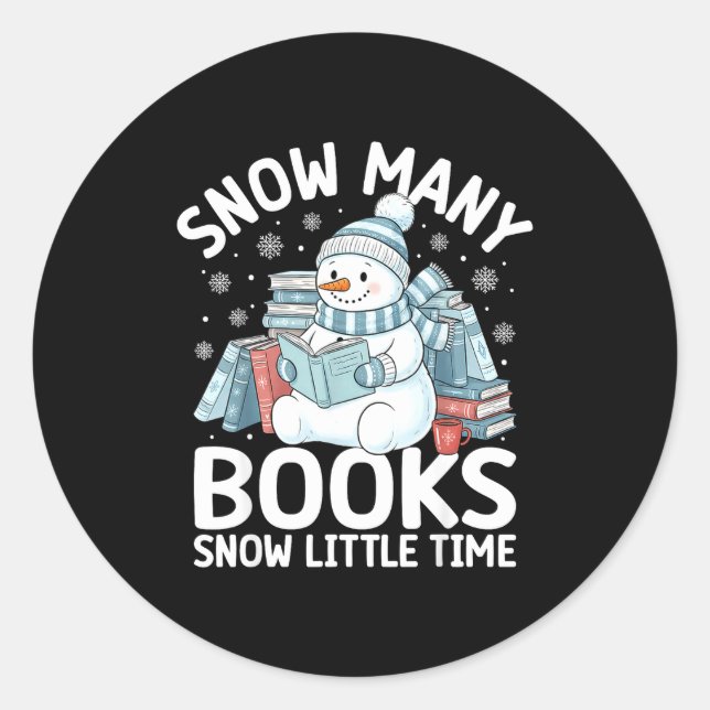Adesivo Christmas Reading Snowman So Many Books Men Women  (Frente)