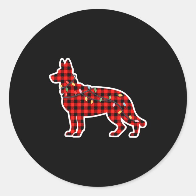 Adesivo Christmas Red And Black Buffalo Plaid German Sheph (Frente)