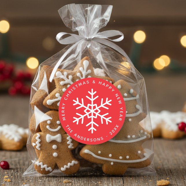 Adesivo Christmas Red and White Snowflake Winter Holidays (Criador carregado)