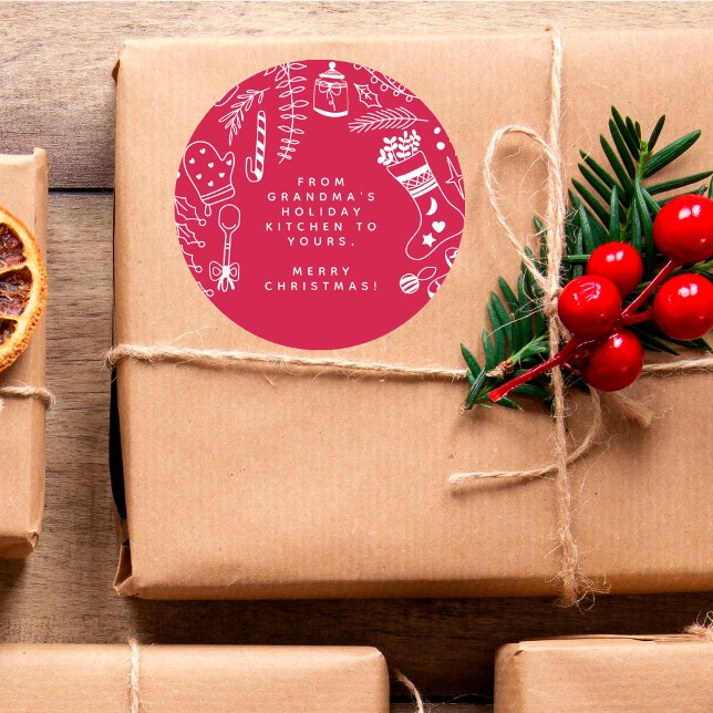 Adesivo Christmas Red Cheer Holiday Baking Hand Drawn (Criador carregado)