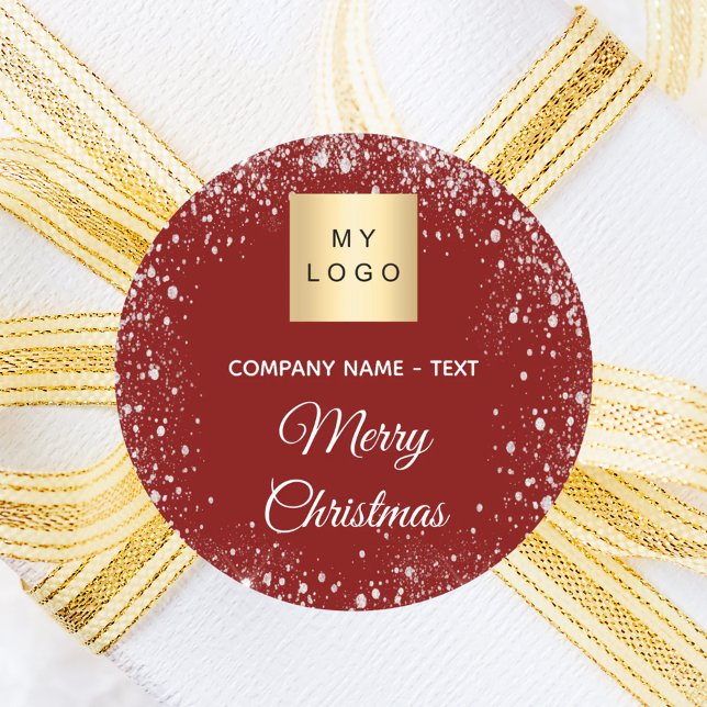 Adesivo Christmas red silver glitter business logo (Criador carregado)