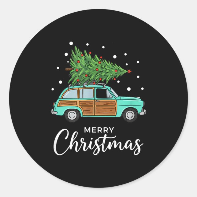 Adesivo Christmas Retro Car With Christmas Tree - Merry Me (Frente)