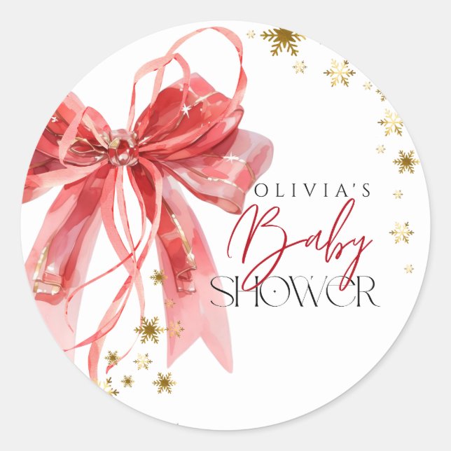 Adesivo Christmas Santa Baby Red and Gold Baby Shower (Frente)