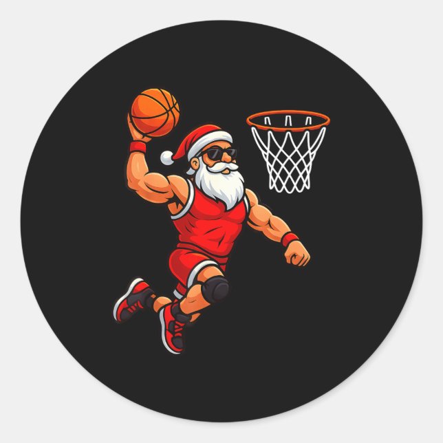 Adesivo Christmas Santa Basketball Player Dunking Basketba (Frente)