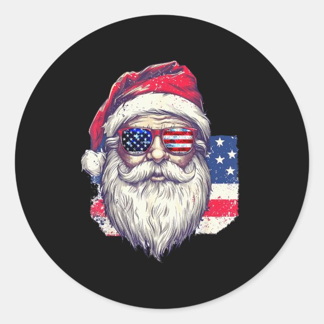 Adesivo Christmas Santa Claus Patriotic Usa Sungles In Jul (Frente)