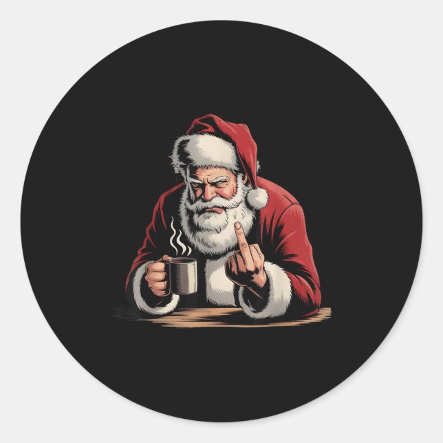 Adesivo Christmas Santa Middle Finger Sarcastic Xmas Funny (Frente)