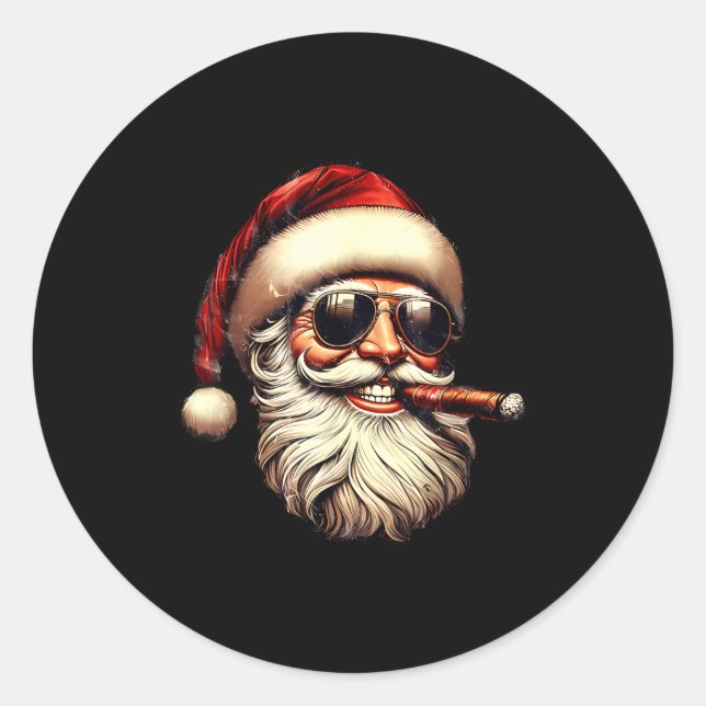 Adesivo Christmas Santa Smoking Cigar With Sungl Cigar Smo (Frente)