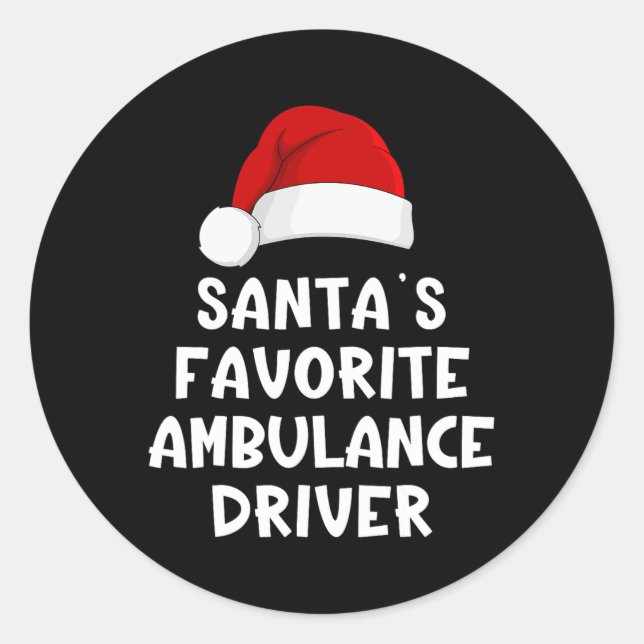 Adesivo Christmas Santa's Favorite Ambulance Driver Funny  (Frente)