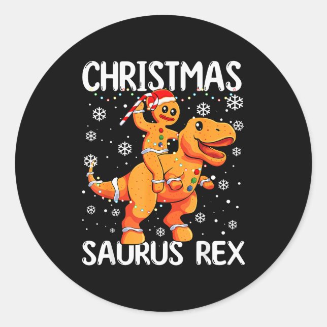 Adesivo Christmas Saurus Rex Gingerbread Man Cookie Trex B (Frente)