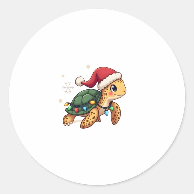 Adesivo Christmas Sea Turtle Santa Xmas Men Women Boys Gir (Frente)