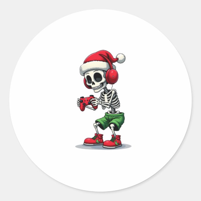 Adesivo Christmas skeleton Gamer Pajamas xmas skull gaming (Frente)