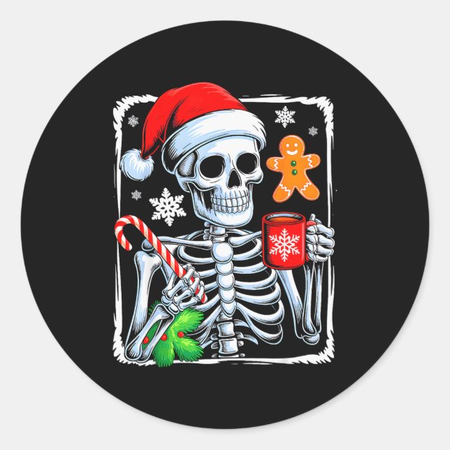 Adesivo Christmas Skeleton Hot Chocolate Funny Xmas Men Wo (Frente)
