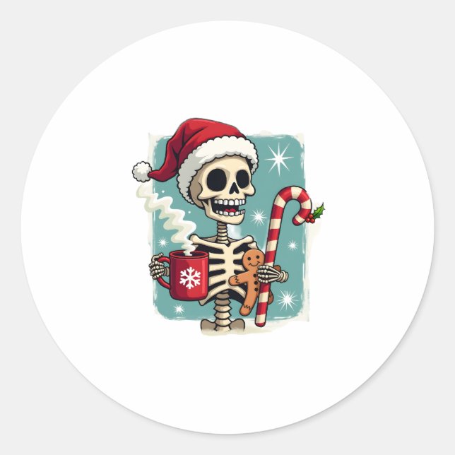 Adesivo Christmas Skeleton Hot Chocolate Xmas Men Women Ki (Frente)