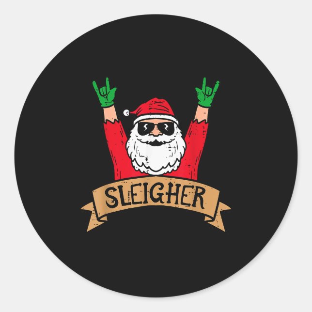 Adesivo Christmas Sleigher Santa Rock Xmas Rocker Men Wome (Frente)