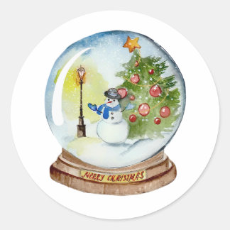 Adesivo Christmas Snow Globe with Snowman & Tree