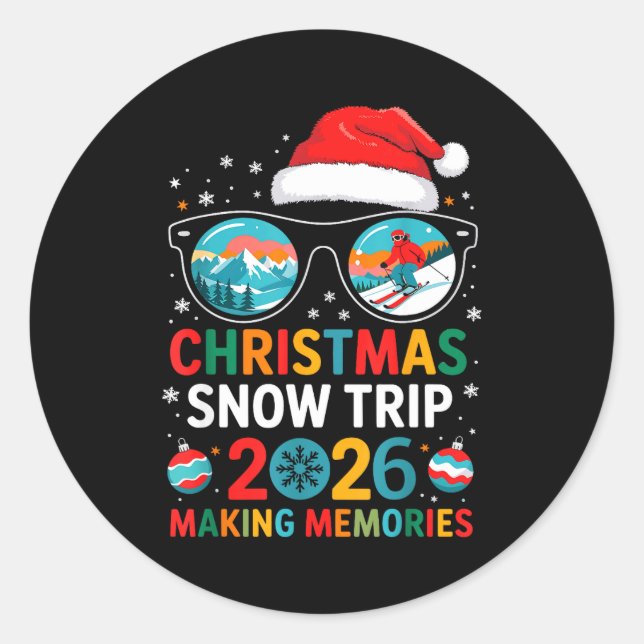 Adesivo Christmas Snow Trips 2026 Men Women Kids Family Ma (Frente)