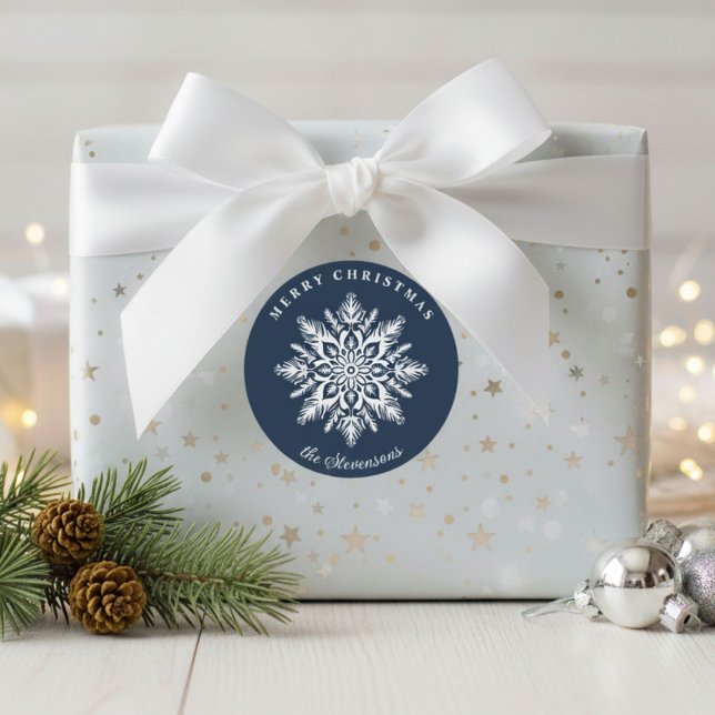 Adesivo Christmas Snowflake Navy Blue Custom Holiday (Criador carregado)