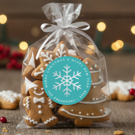 Adesivo Christmas Snowflake Teal Elegant Faux Silver Foil 