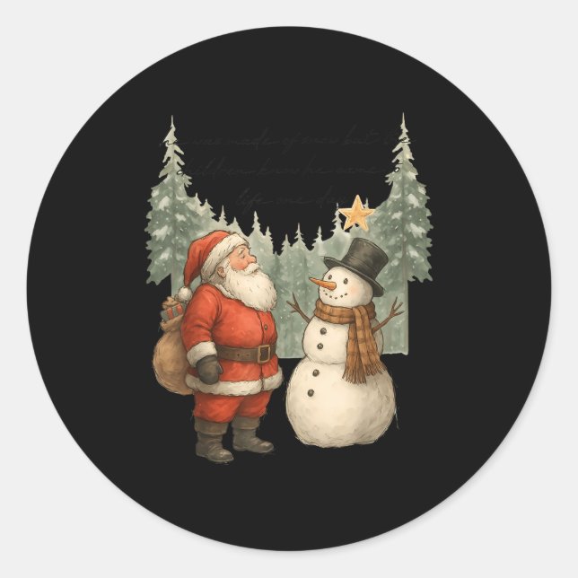 Adesivo Christmas Snowman And Santa He Was Made Snow  (Frente)