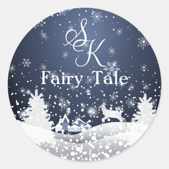 Adesivo Christmas Snowy Fairy Tale Fantasy Forest Monogram (Frente)