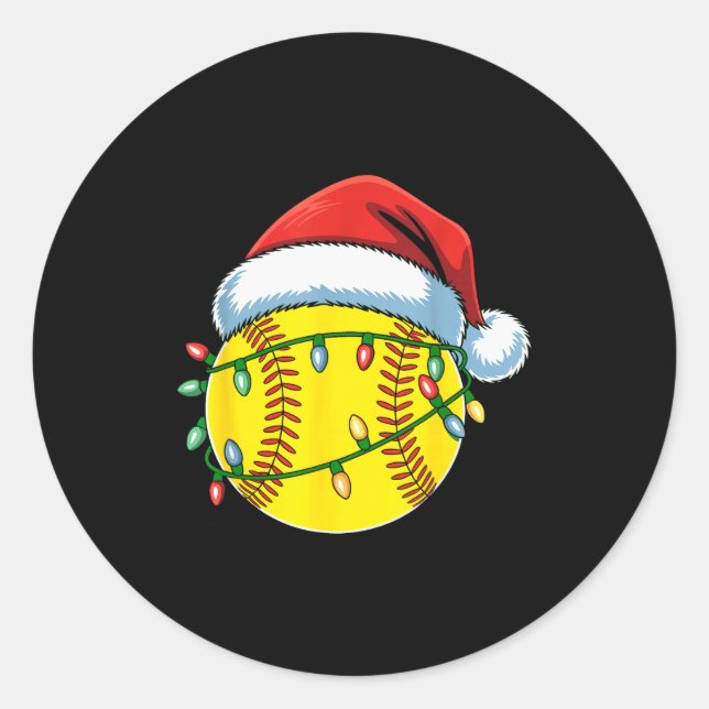 Adesivo Christmas Softball Ball Santa Hat Softball Xmas Li (Frente)