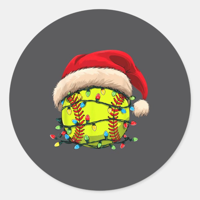 Adesivo Christmas Softball Xmas Santa Srts Hat Mens Womens (Frente)