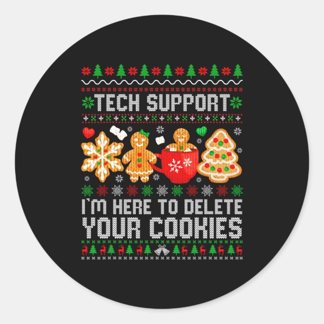 Adesivo Christmas Tech Suprt Here To Delete Cookies Ugly X (Frente)