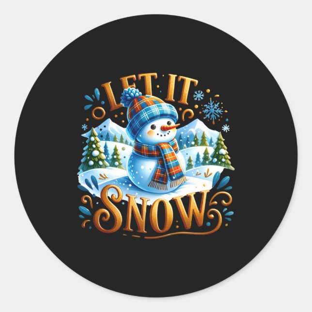 Adesivo Christmas Theme Let It Snow Cute Snowman T Shirt  (Frente)
