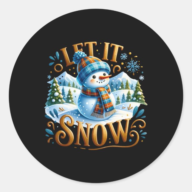 Adesivo Christmas Theme Let It Snow Cute Snowman T Shirt  (Frente)