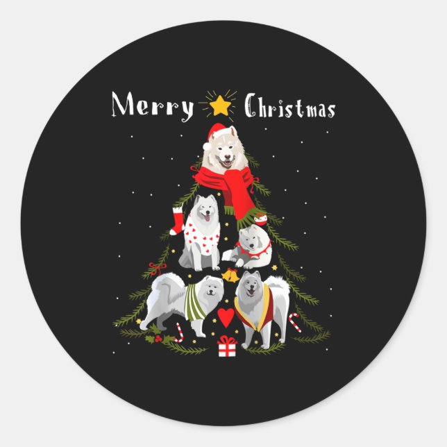 Adesivo Christmas Tree Samoyed Lover Xmas Dog Owner New Ye (Frente)