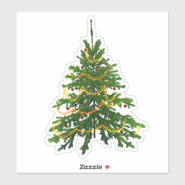 Adesivo Christmas tree sticker cute green classic holiday (Folha)
