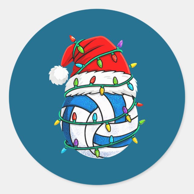 Adesivo Christmas Volleyball Santa Hat Lights Srts Xmas Pa (Frente)