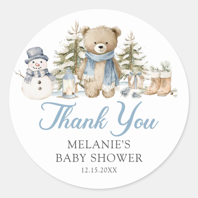 Adesivo Christmas Winter Baby Shower Favor (Frente)