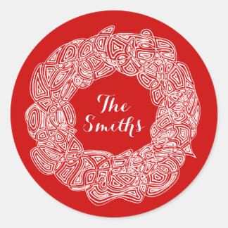 Adesivo Christmas Wreath Classic Round Sticker