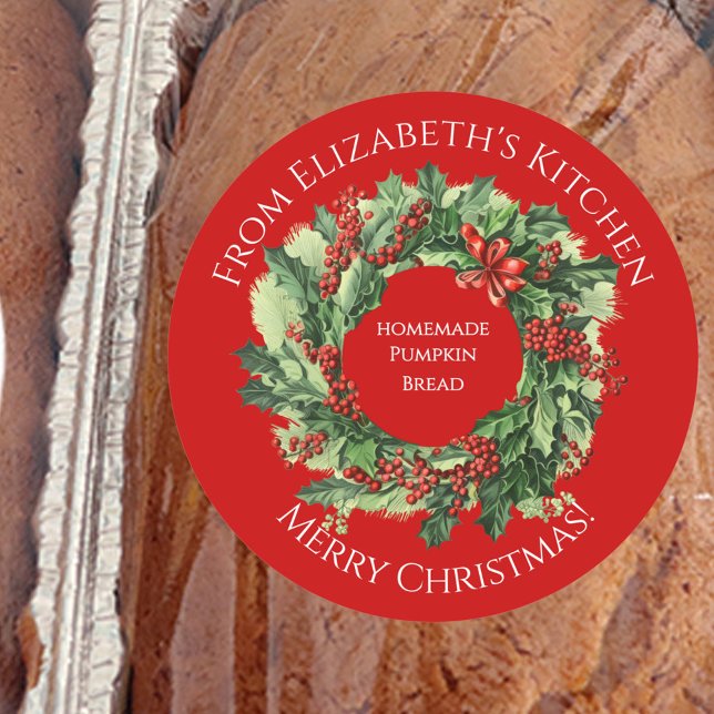 Adesivo Christmas Wreath Homemade Food Gift Red (Criador carregado)