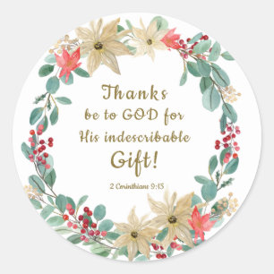 Adesivo Christmas Wreath Thanks be to God Bible Verse