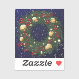 Adesivo Christmas wreath with pine branches