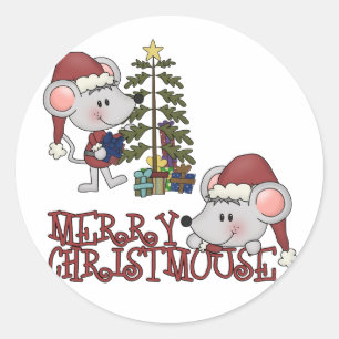 Adesivo Christmouse alegre com árvore