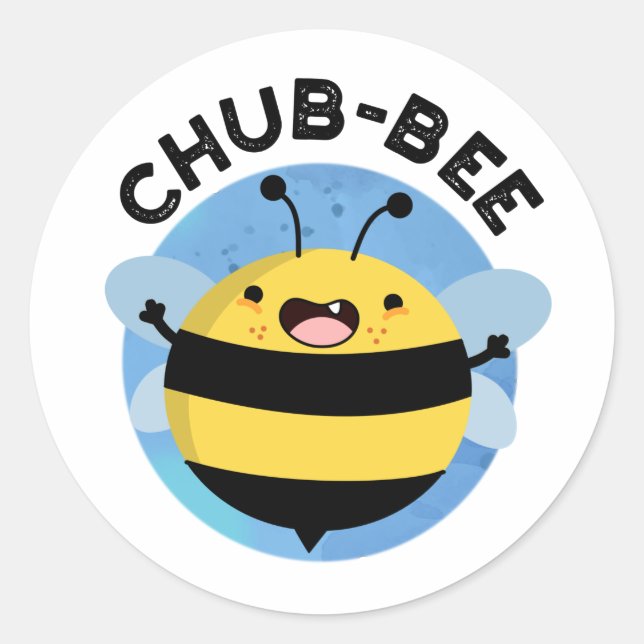 Adesivo Chub-Bee Engraçado Chubby Bee Pun (Frente)