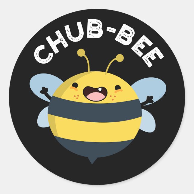 Adesivo Chub-Bee Engraçado Chubby Bee Pun Dark BG (Frente)