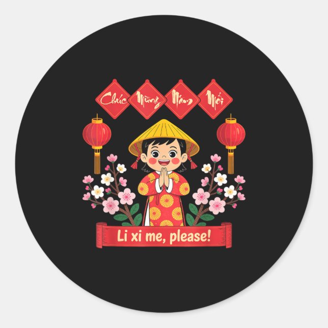 Adesivo Chuc Mung Nam Moi 2026 Girl Vietnamese Lunar New Y (Frente)