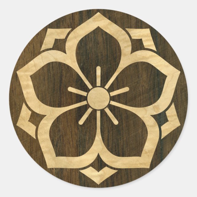 Adesivo Chuinyaekikyo Japonês Kamon Cherry Blossom Madeira (Frente)