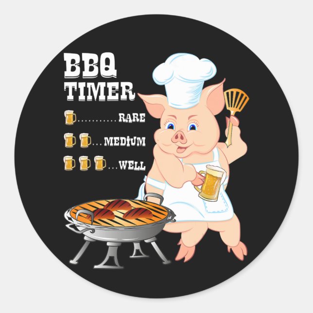 Adesivo Churrasco | CHURRASCO Timer Pig Grill Barbecue Bee (Frente)