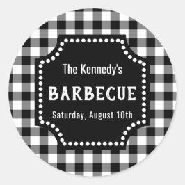 Adesivo Churrasco De Gingham Preto E Branco
